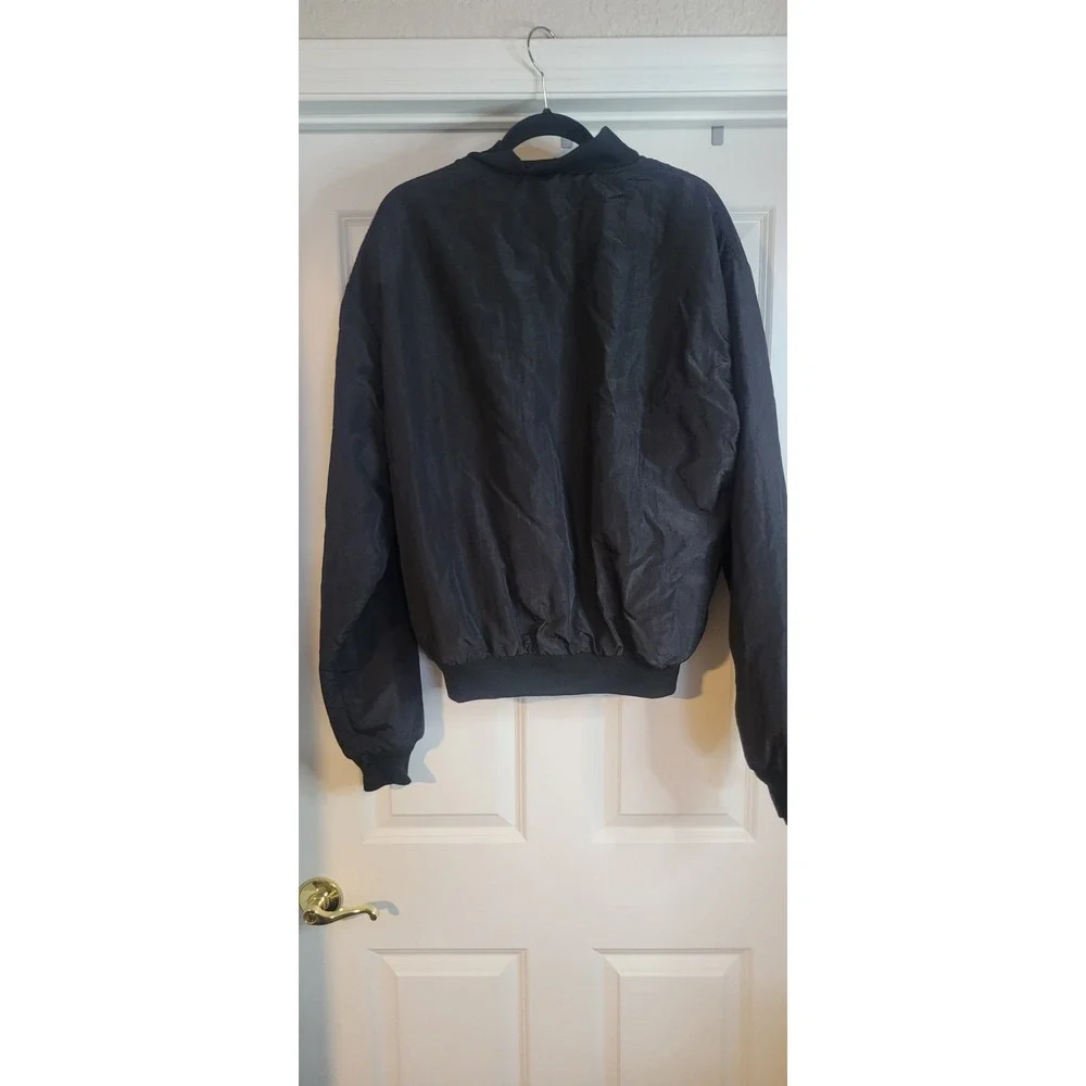 Vintage 80s Arctic Cat Zip Up Bomber Jacket LT BLACK Embroidered Nylon